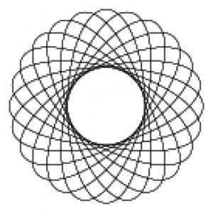 Line drawing made from repeated rotated ellipses.